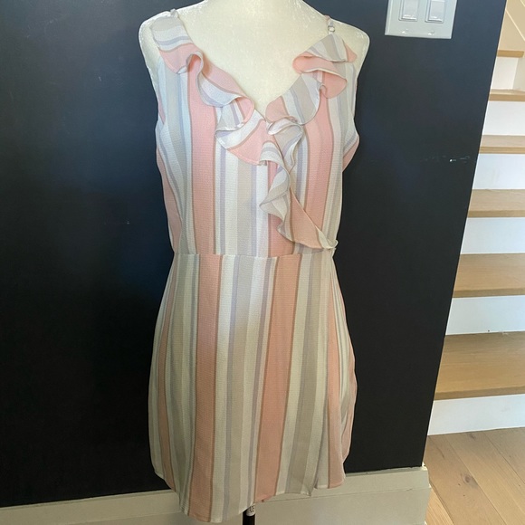 GUESS “Paloma” Romper NEW Pastel Stripe Pink Pearl - Picture 2 of 7